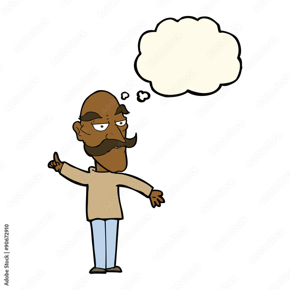 cartoon old man telling story with thought bubble cartoon old man telling story with thought bubble
