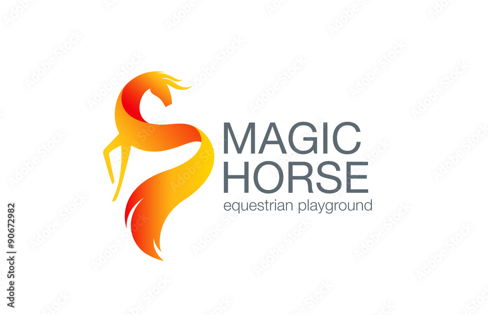 Fototapeta premium Fairy Horse Logo design vector. Equestrian Logotype