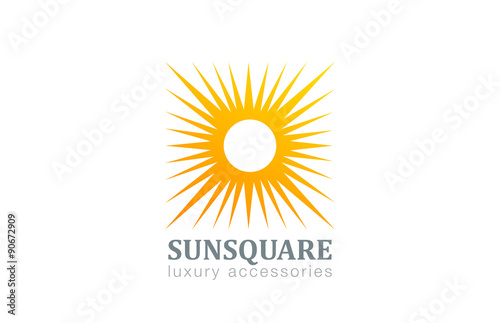 Star Sun Logo Vintage square shape design vector.