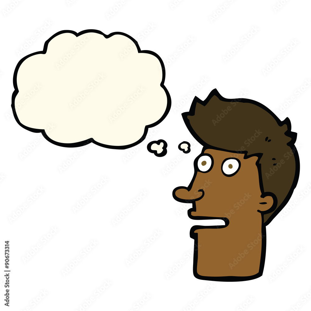 cartoon shocked male face with thought bubble cartoon shocked male face with thought bubble