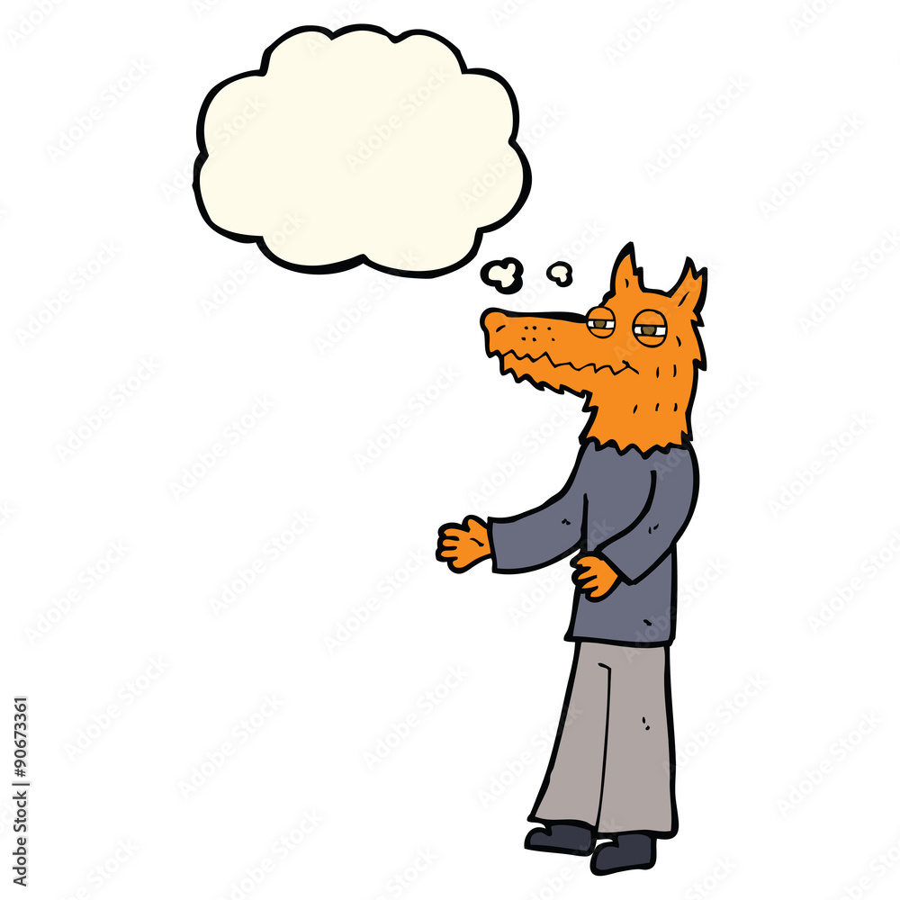 cartoon fox man with thought bubble cartoon fox man with thought bubble
