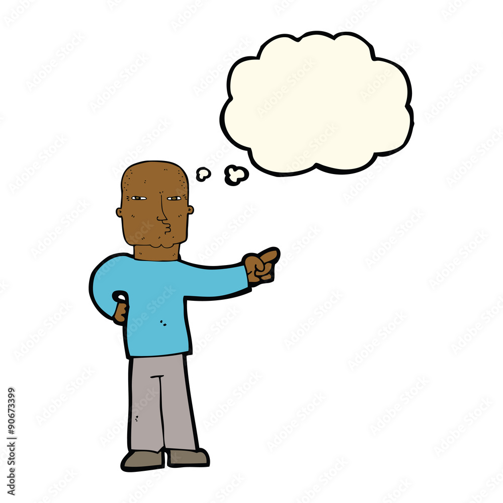 cartoon pointing man with thought bubble cartoon pointing man with thought bubble