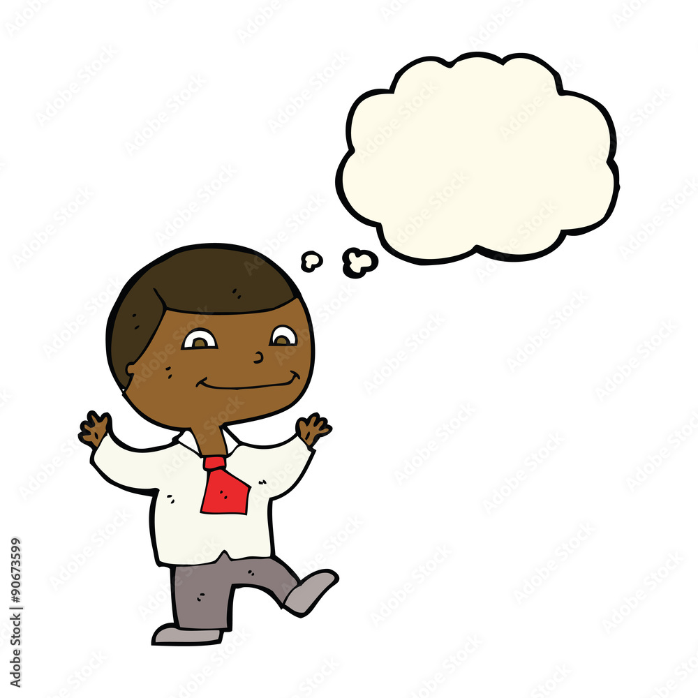 cartoon happy boy with thought bubble cartoon happy boy with thought bubble