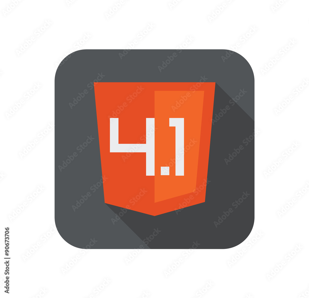 Vector illustration of orange shield with old html four point
