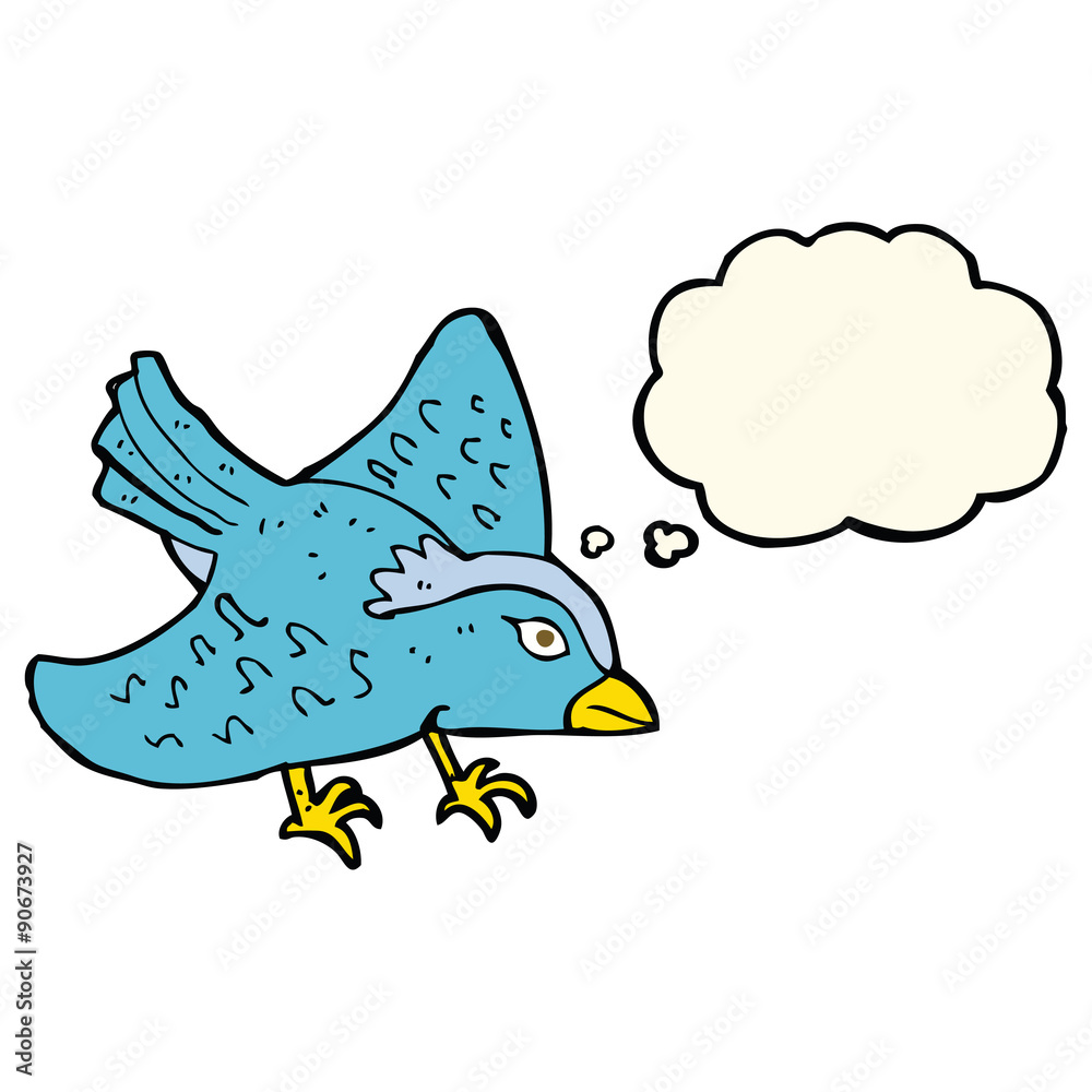 Fototapeta premium cartoon garden bird with thought bubble