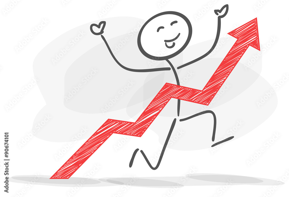 stickman graph success happy red