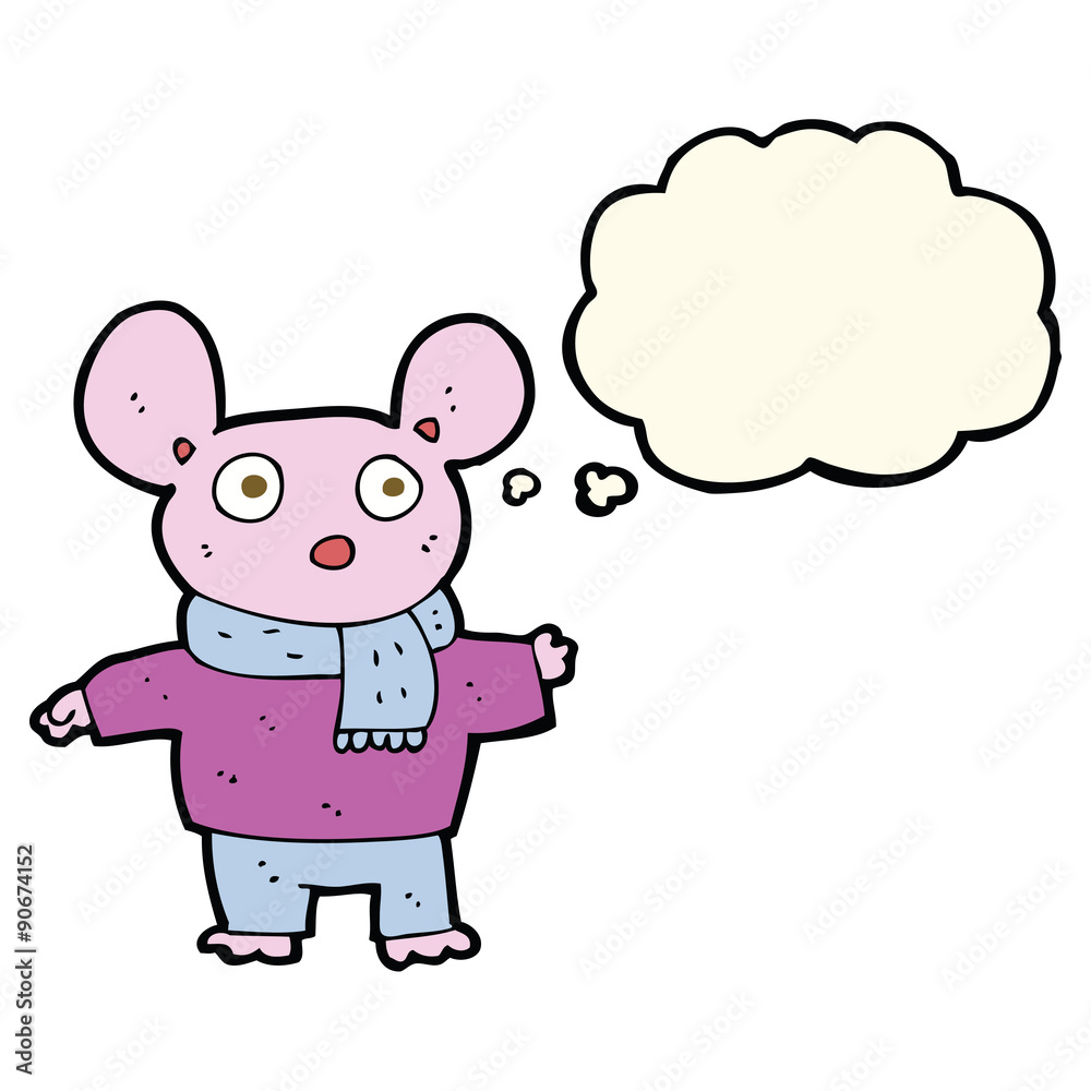 cartoon mouse in clothes with thought bubble cartoon mouse in clothes with thought bubble