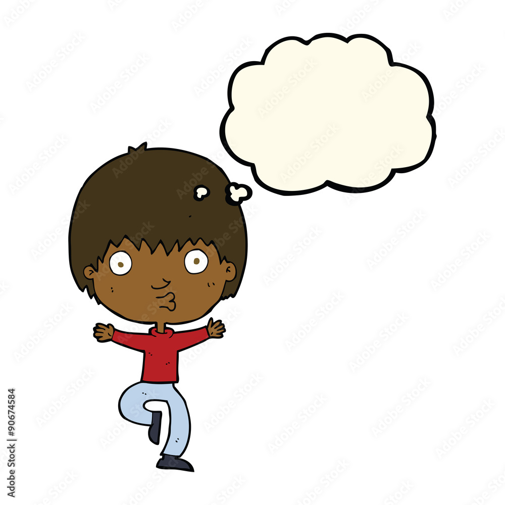 cartoon excited boy with thought bubble cartoon excited boy with thought bubble