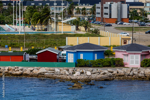 Colorful Cottages on Curacao Coast © dbvirago