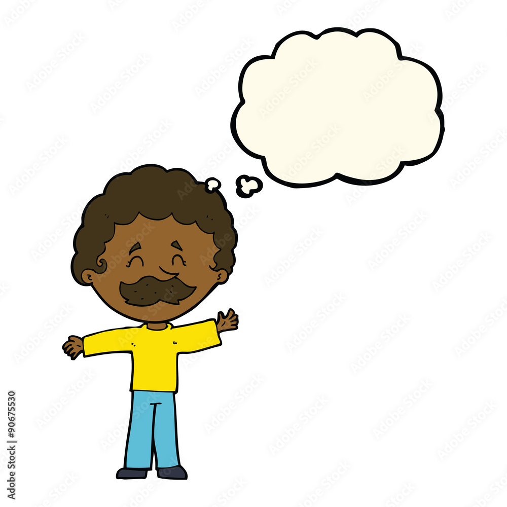 cartoon boy with mustache with thought bubble cartoon boy with mustache with thought bubble