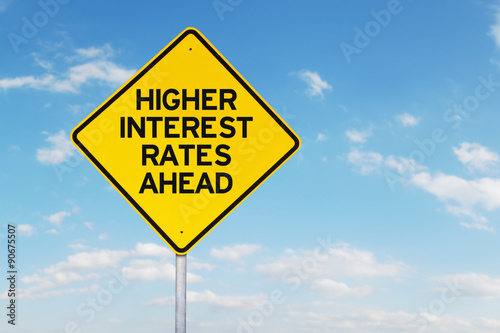 Fototapeta Higher Interest Rates Roadsign
