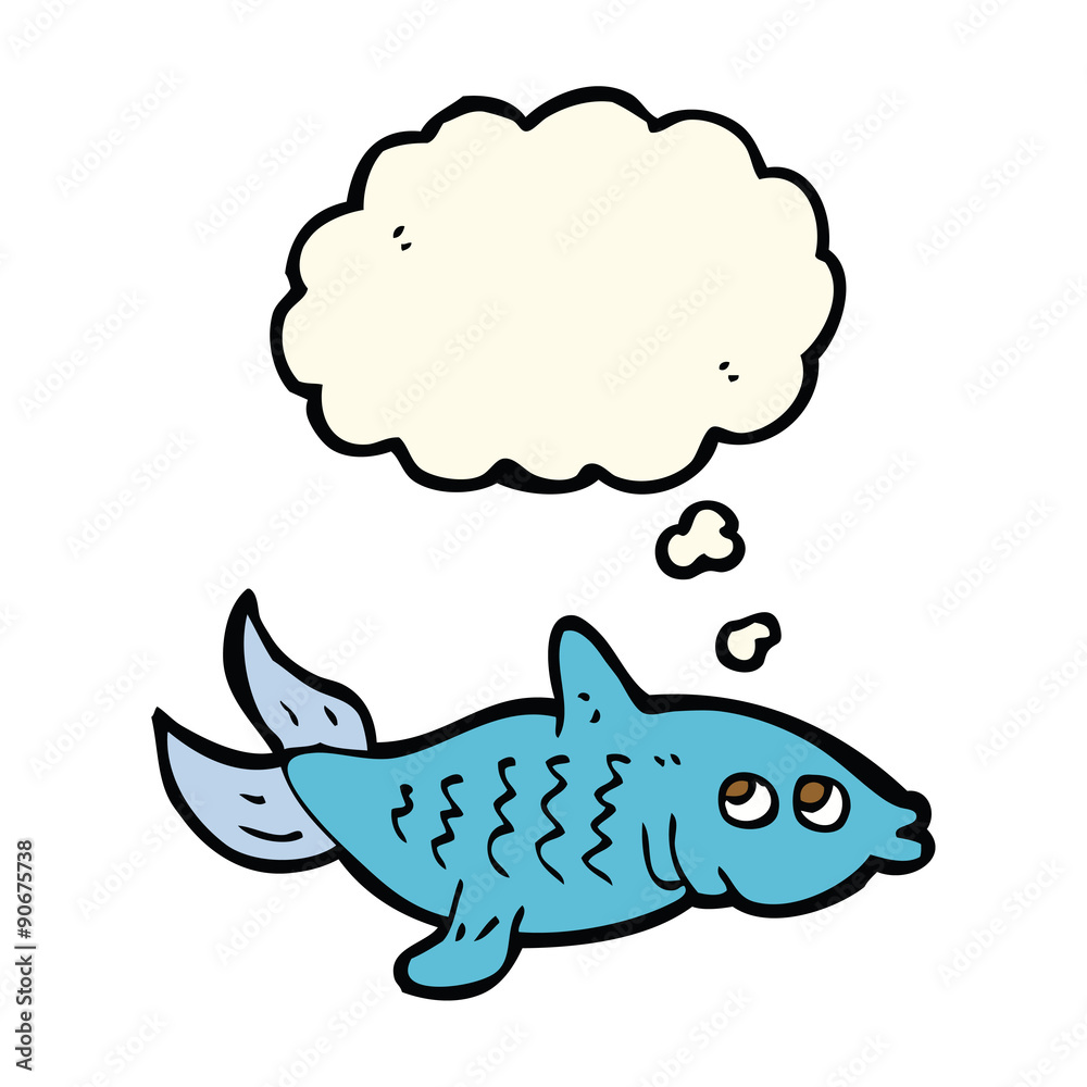 Fototapeta premium cartoon fish with thought bubble