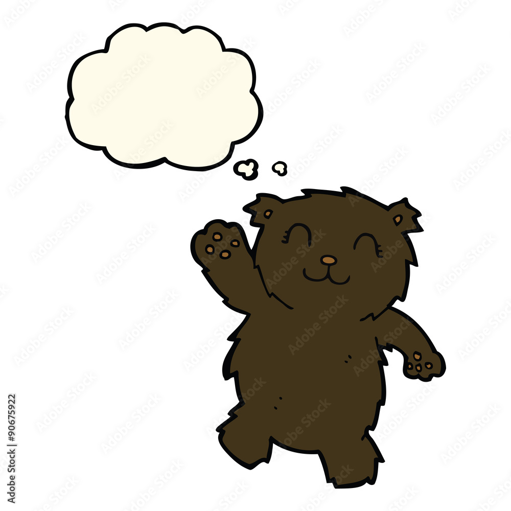 cartoon waving black bear with thought bubble cartoon waving black bear with thought bubble