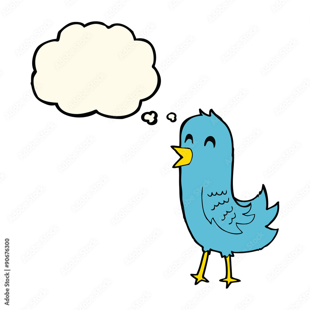 cartoon happy bird with thought bubble cartoon happy bird with thought bubble