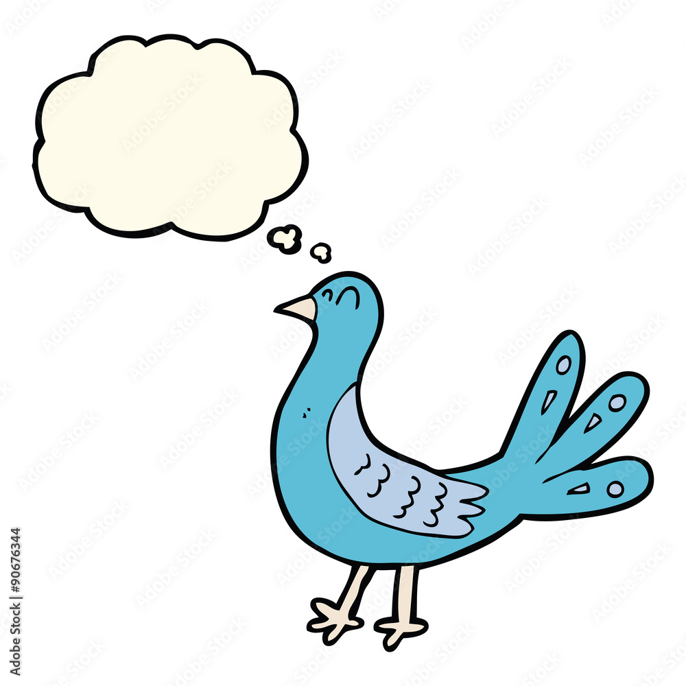 cartoon bird with thought bubble cartoon bird with thought bubble