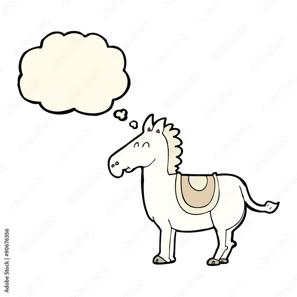cartoon donkey with thought bubble