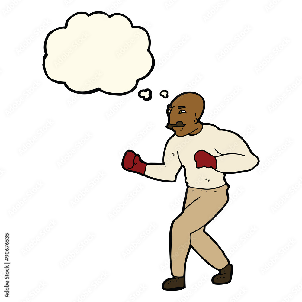 cartoon boxer with thought bubble cartoon boxer with thought bubble