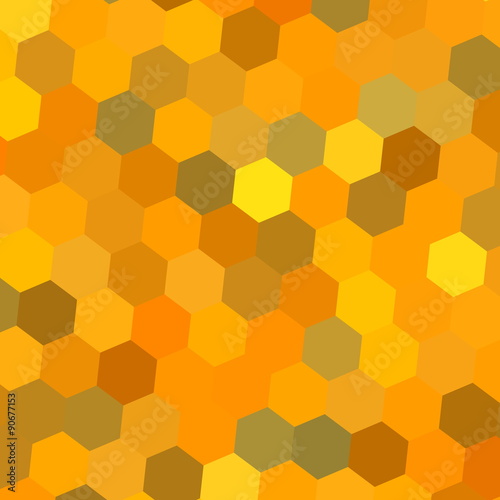 Abstract hexagon composition. Flat screen art. Gold design.