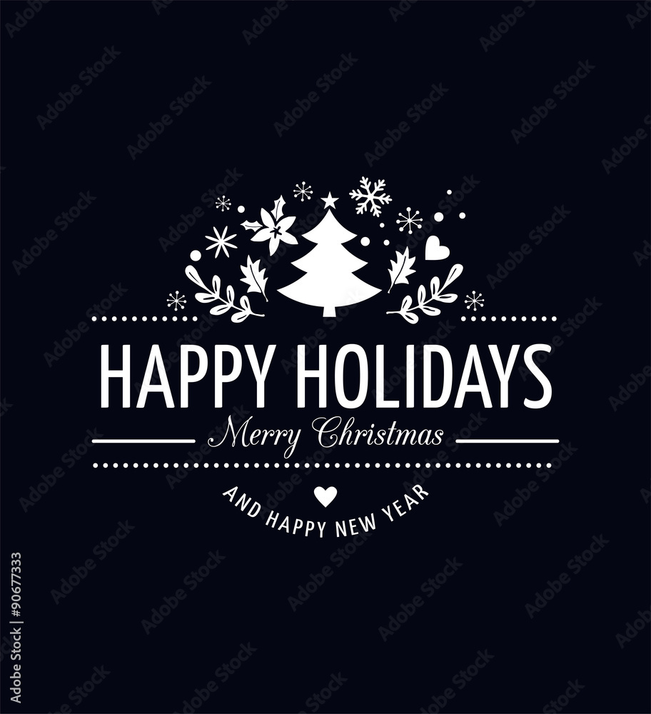 Naklejka premium Red Christmas Background With Typography, Lettering