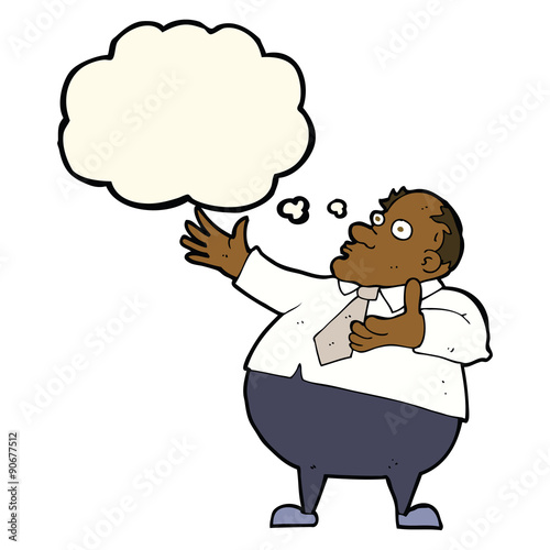 cartoon exasperated middle aged man with thought bubble