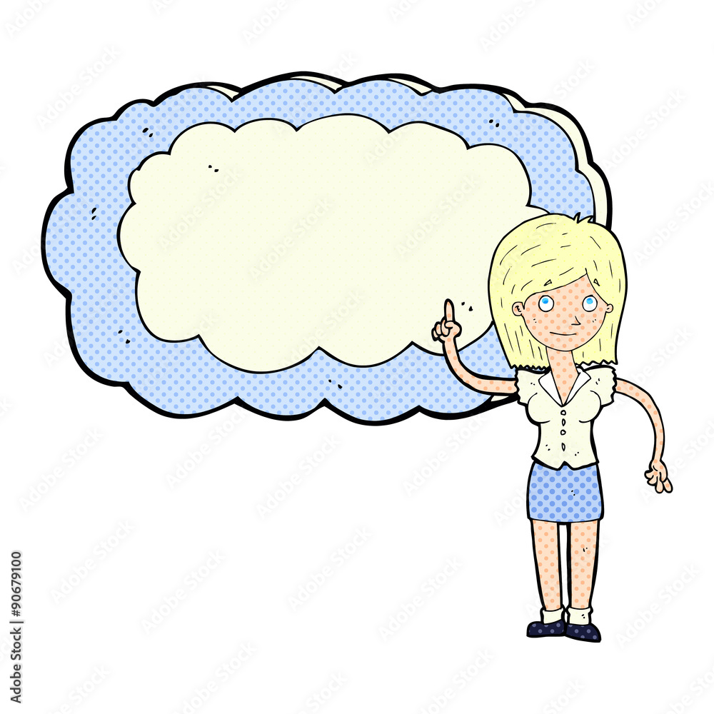 cartoon woman with text space cloud cartoon woman with text space cloud