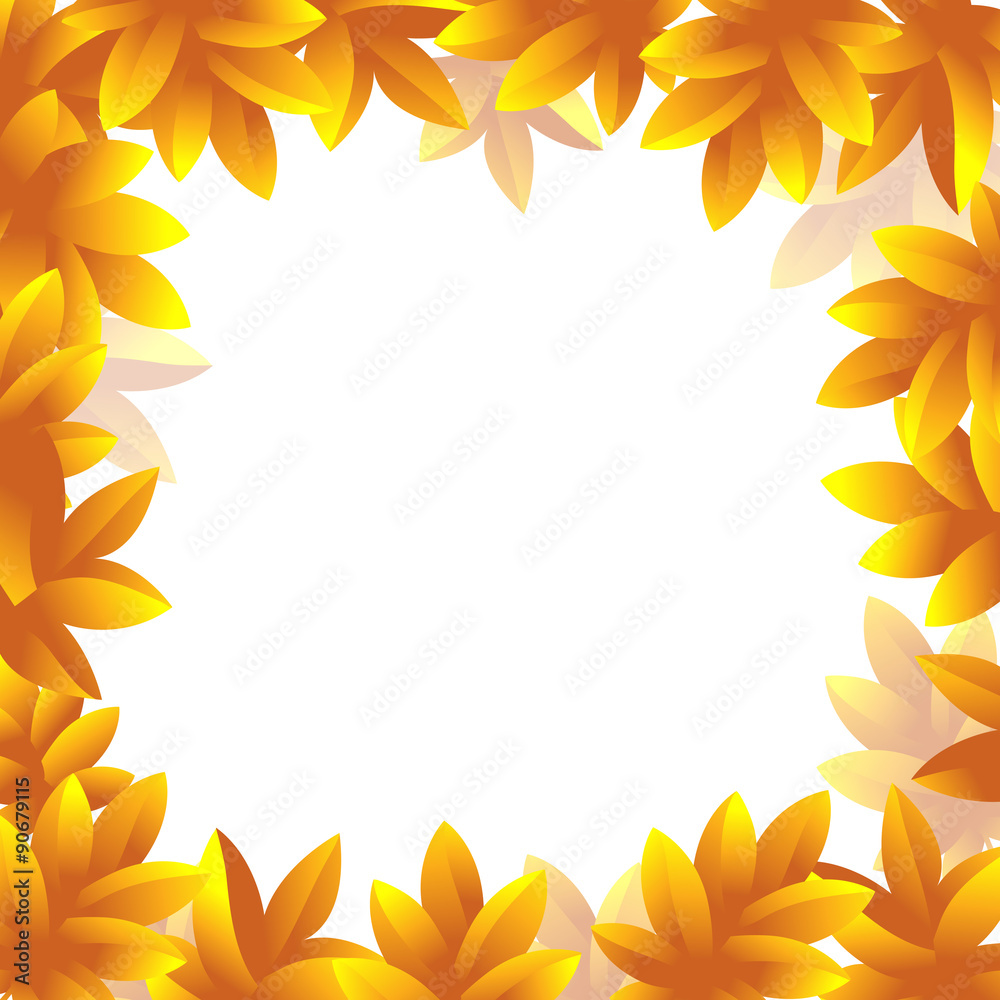 Autumn Leaves frame border. Yellow floral background template. Fall vector iluustration. Autumn Leaves frame border. Yellow floral background template. Fall vector iluustration.