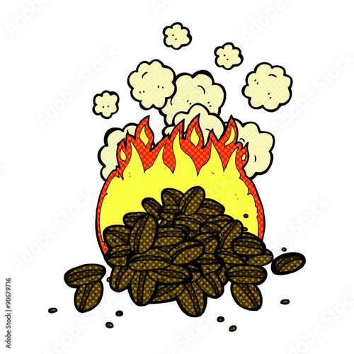 roasting coffee beans cartoon