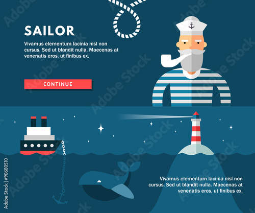 Profession Concept. Sailor. Flat Design Concepts for Web Banners and Promotional Materials photo