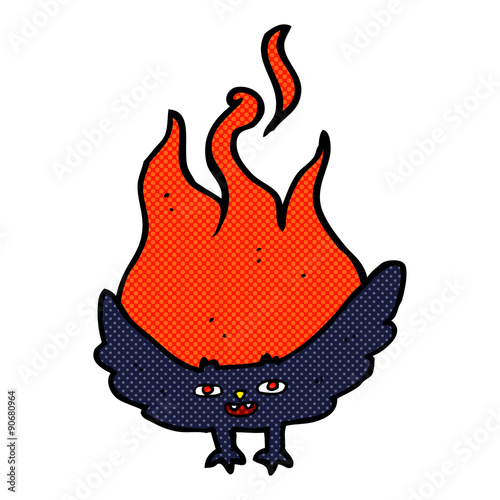 cartoon flaming halloween bat