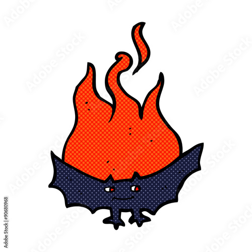 cartoon flaming halloween bat