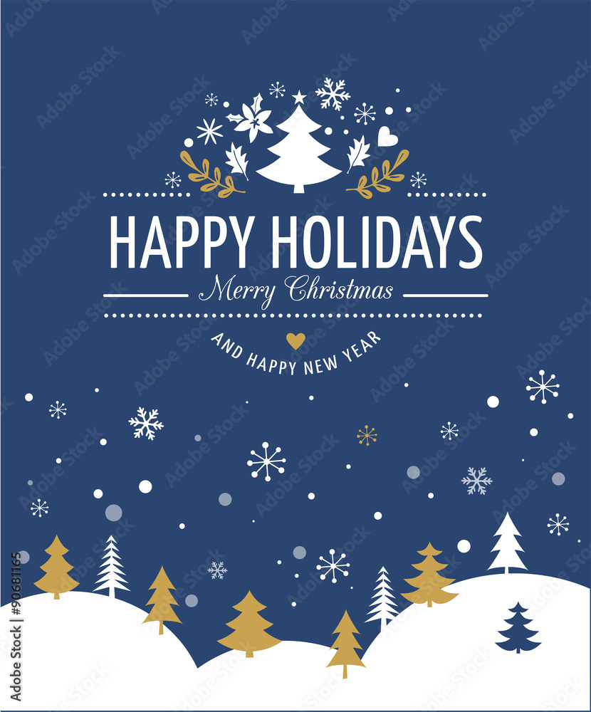 Red Christmas Background With Typography, Lettering