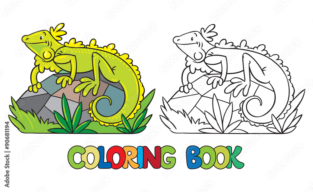 Coloring book of little iguana