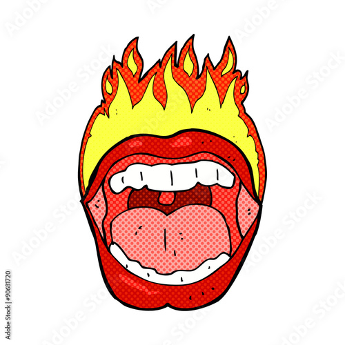 cartoon flaming mouth symbol