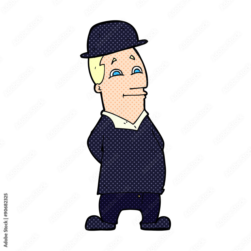 cartoon man wearing bowler hat