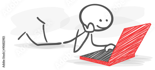 stickman notebook laptop red