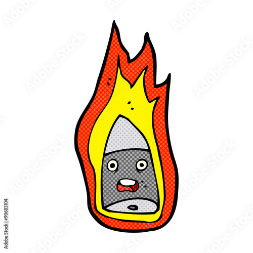cartoon flaming bullet