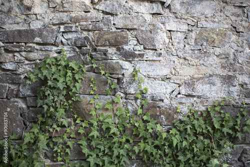Climber on stony wall
