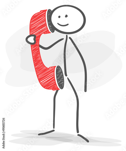 stickman phone communication red