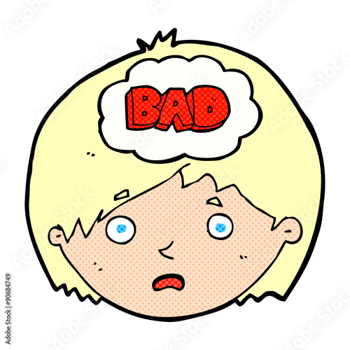 cartoon boy having bad thoughts