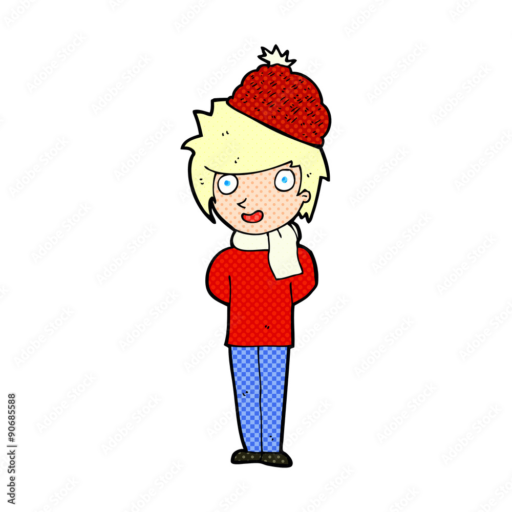 cartoon winter man