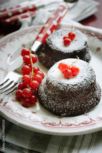 Chocolate cake with currants