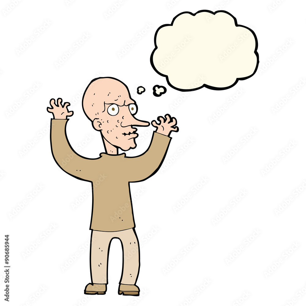 cartoon mean man with thought bubble cartoon mean man with thought bubble
