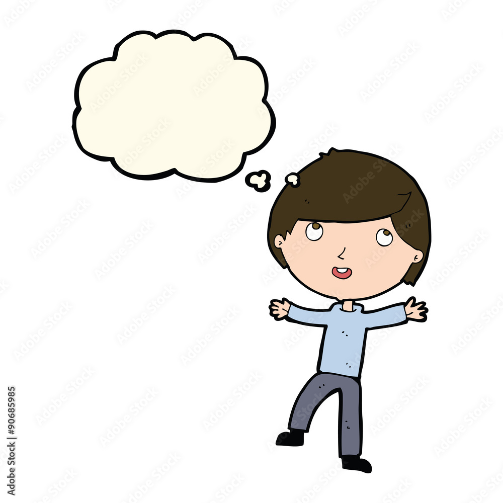 cartoon happy boy with thought bubble cartoon happy boy with thought bubble