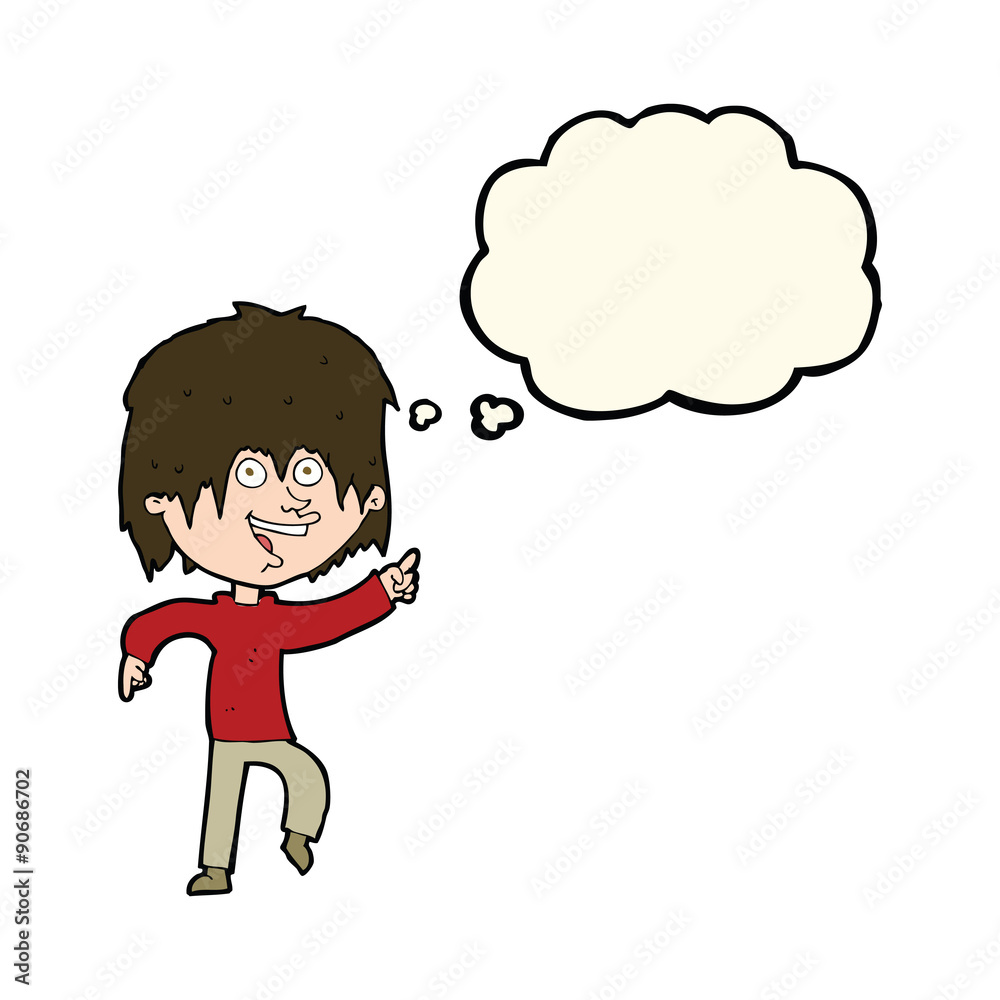 cartoon happy boy with thought bubble cartoon happy boy with thought bubble