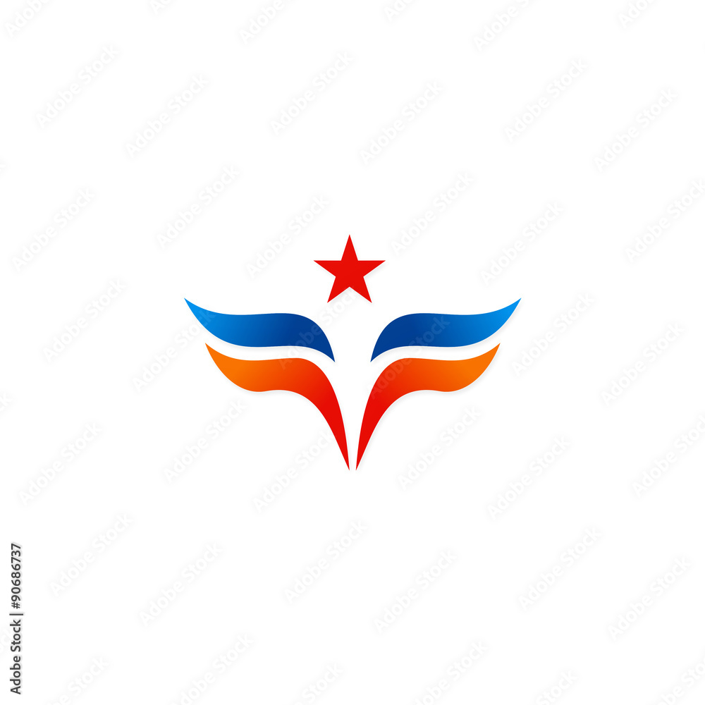 abstract wing star america logo