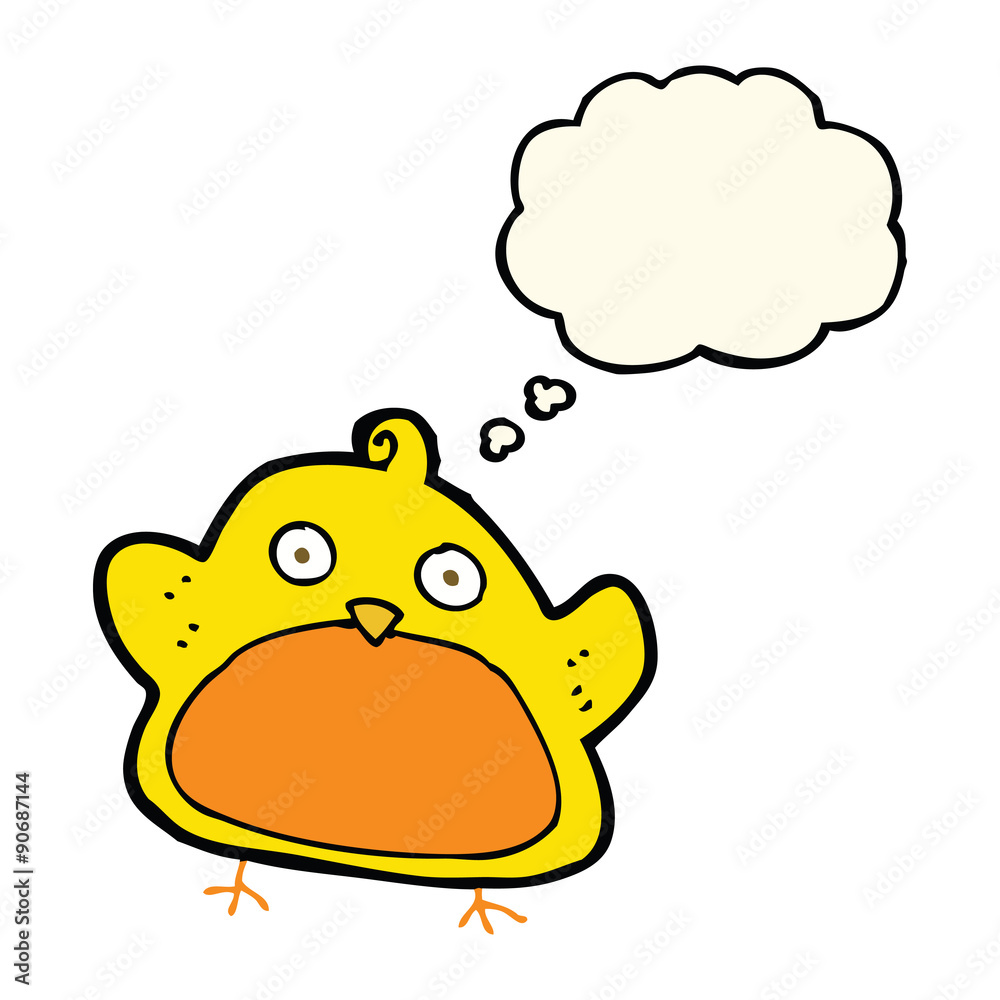 cartoon bird with thought bubble cartoon bird with thought bubble