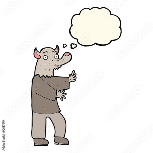 cartoon werewolf with thought bubble