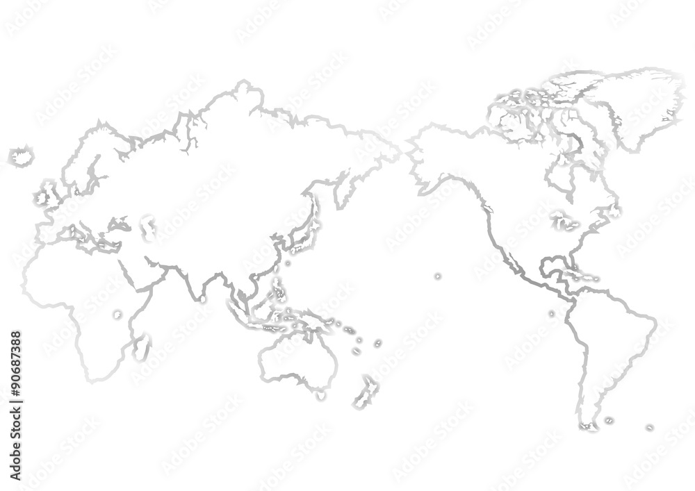 世界地図 日本中心 のイラスト グレーグラデーション Stock ベクター Adobe Stock