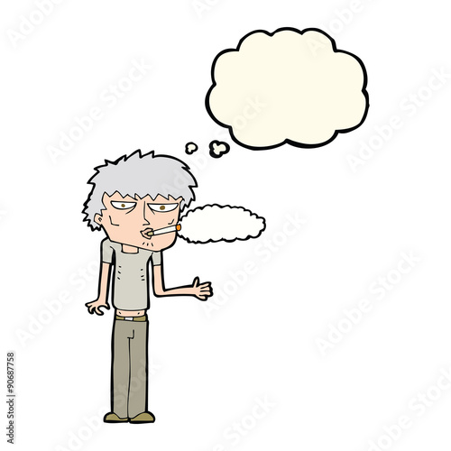 cartoon smoker with thought bubble
