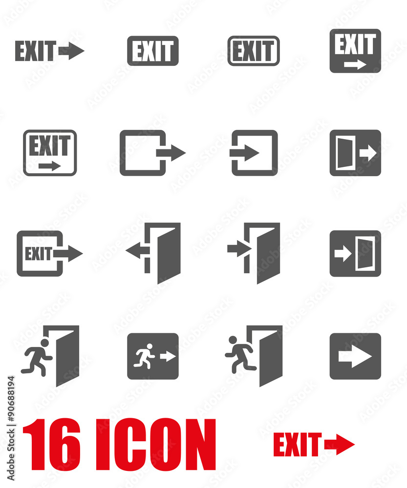 Vector grey exit icon set Vector grey exit icon set
